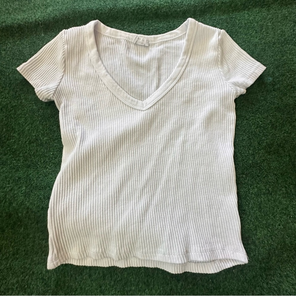 Cotton On White Ribbed Short Sleeve Top